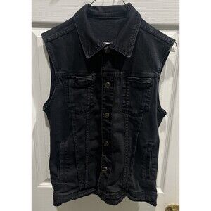 Zara Man Denim Wear Sleeveless Jacket Shirt Black Size 9